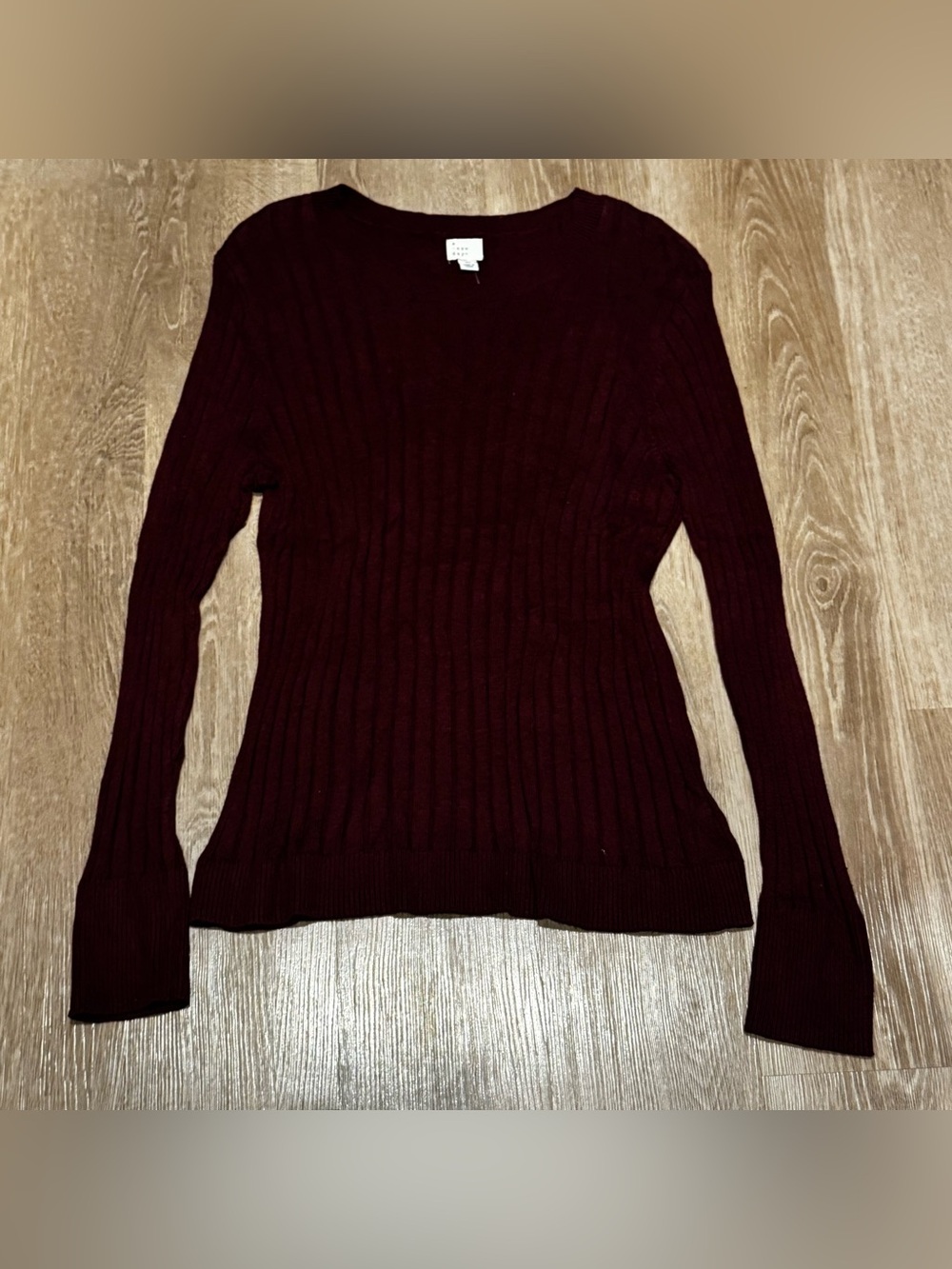a new day Ribbed Crew Neck Sweater - Wine